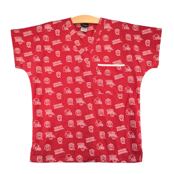 Scrub Dudz Indiana Hoosiers Adult Uniform Red Small Short Sleeve Polyester Blend - Picture 1 of 12